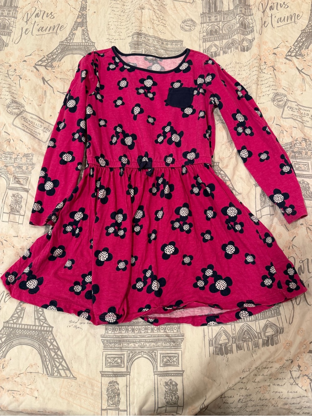 Gymboree Fuchsia Floral Long-Sleeve Dress size 5